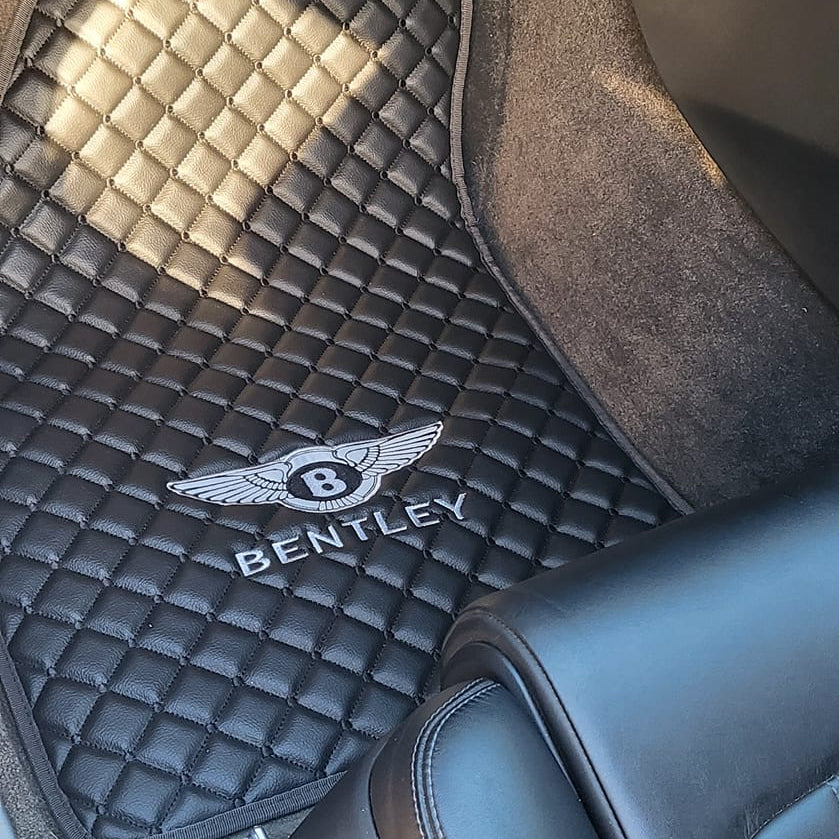 FRONT SET Bently Luxury Custom Car Mats – Tailored Fit, Quilted Faux Leather & Custom Logo Embroidery