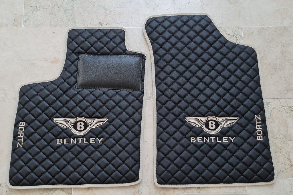 FRONT SET Bently Luxury Custom Car Mats – Tailored Fit, Quilted Faux Leather & Custom Logo Embroidery