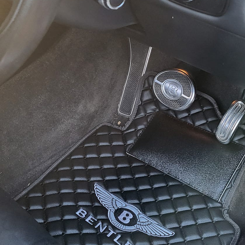 FRONT SET Bently Luxury Custom Car Mats – Tailored Fit, Quilted Faux Leather & Custom Logo Embroidery