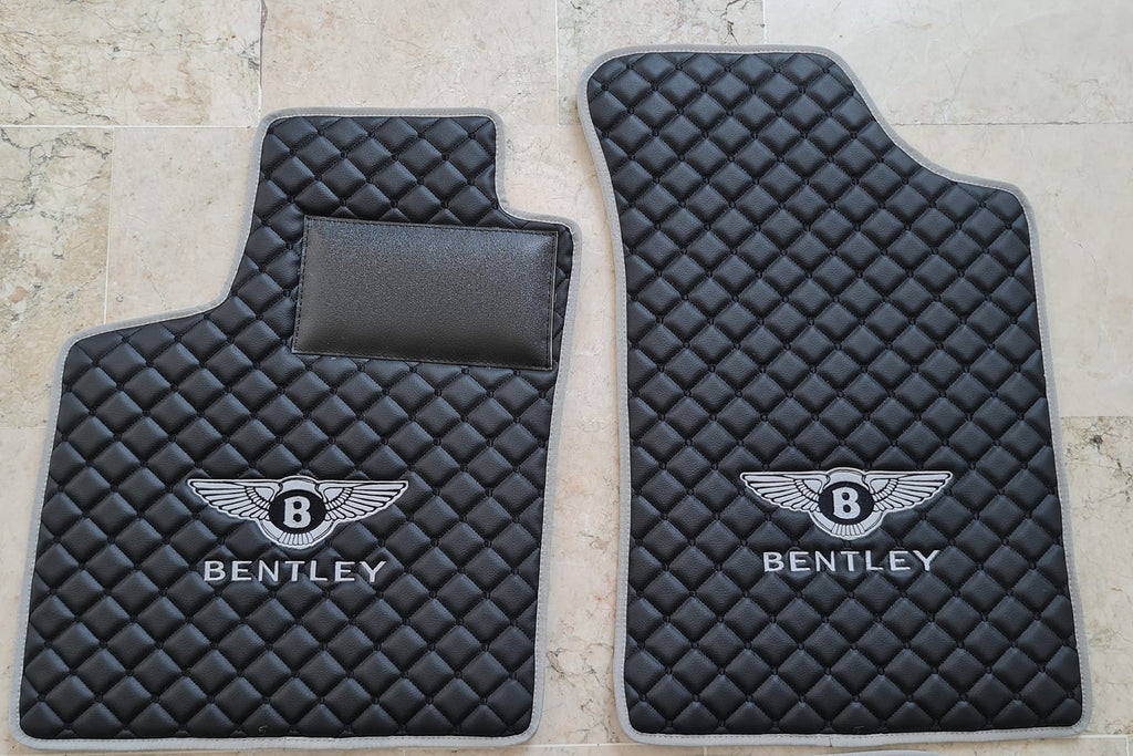 FRONT SET Bently Luxury Custom Car Mats – Tailored Fit, Quilted Faux Leather & Custom Logo Embroidery