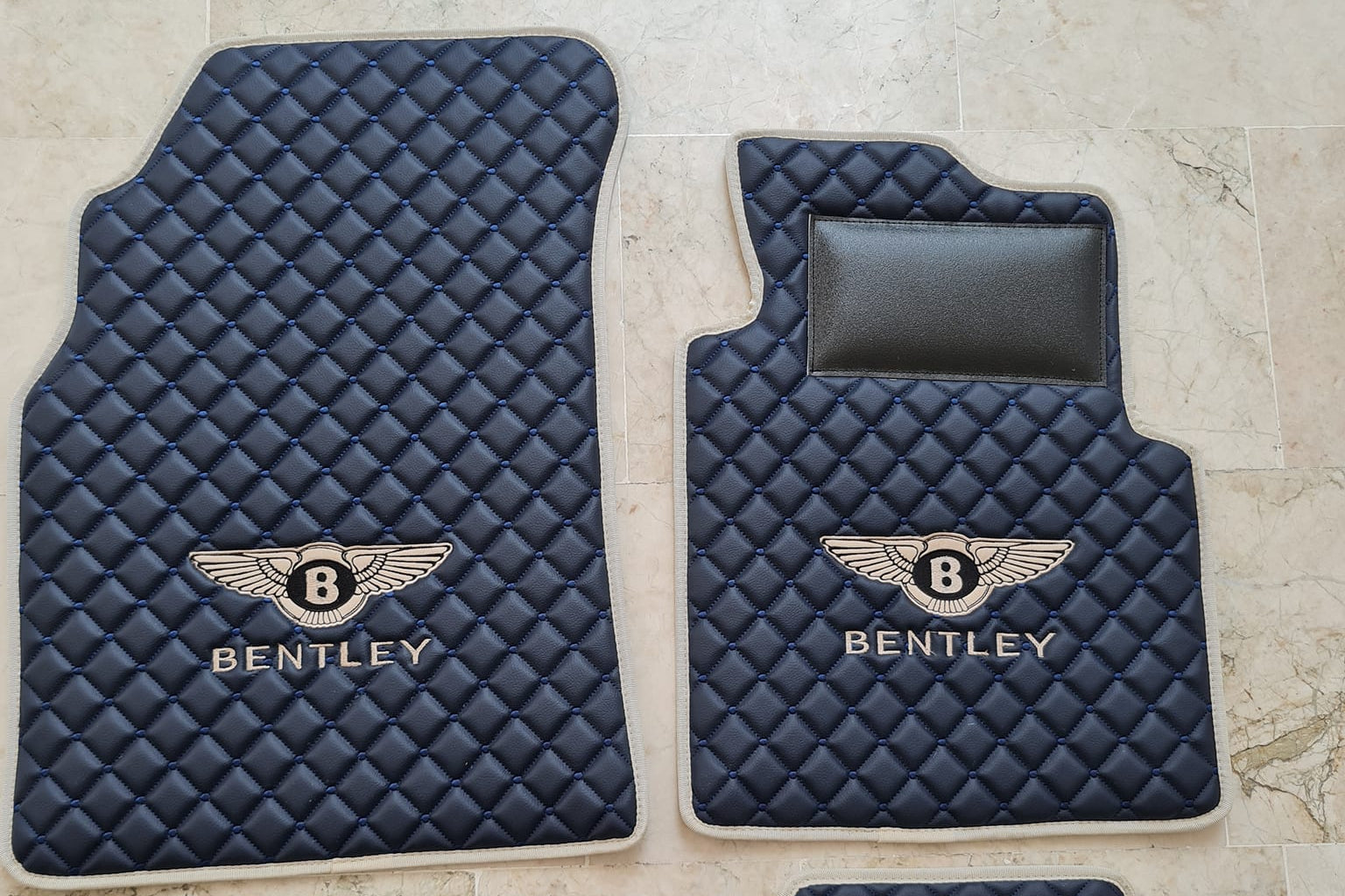 FRONT SET Bently Luxury Custom Car Mats – Tailored Fit, Quilted Faux Leather & Custom Logo Embroidery