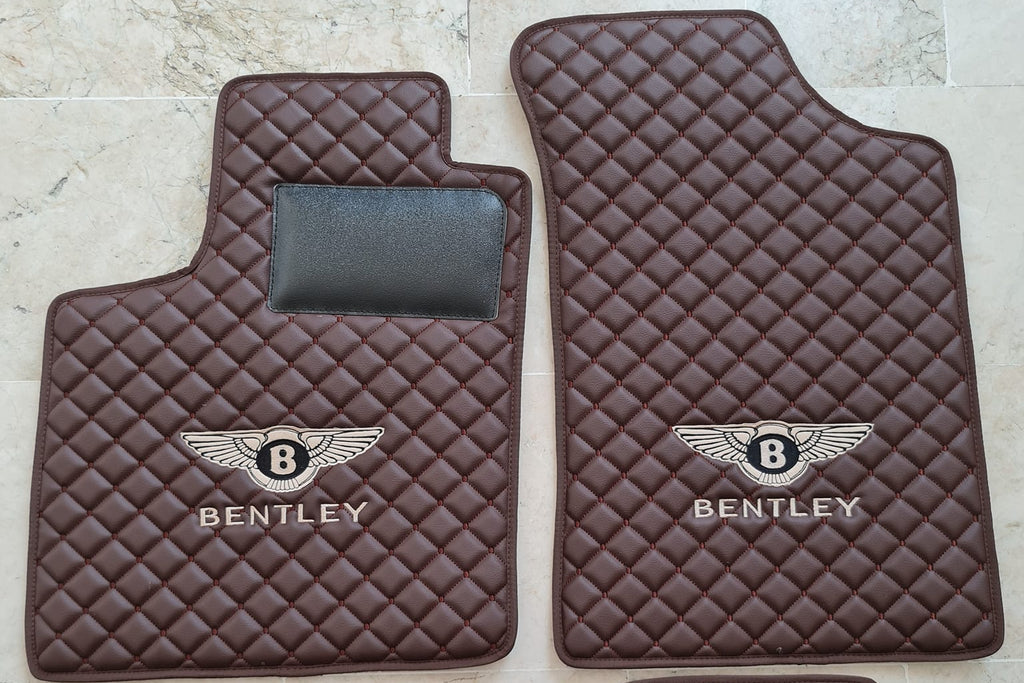 FRONT SET Bently Luxury Custom Car Mats – Tailored Fit, Quilted Faux Leather & Custom Logo Embroidery