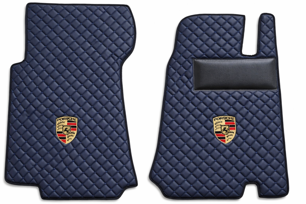 FRONT SET Porsche Luxury Custom Car Mats – Tailored Fit, Quilted Faux Leather & Custom Logo Embroidery