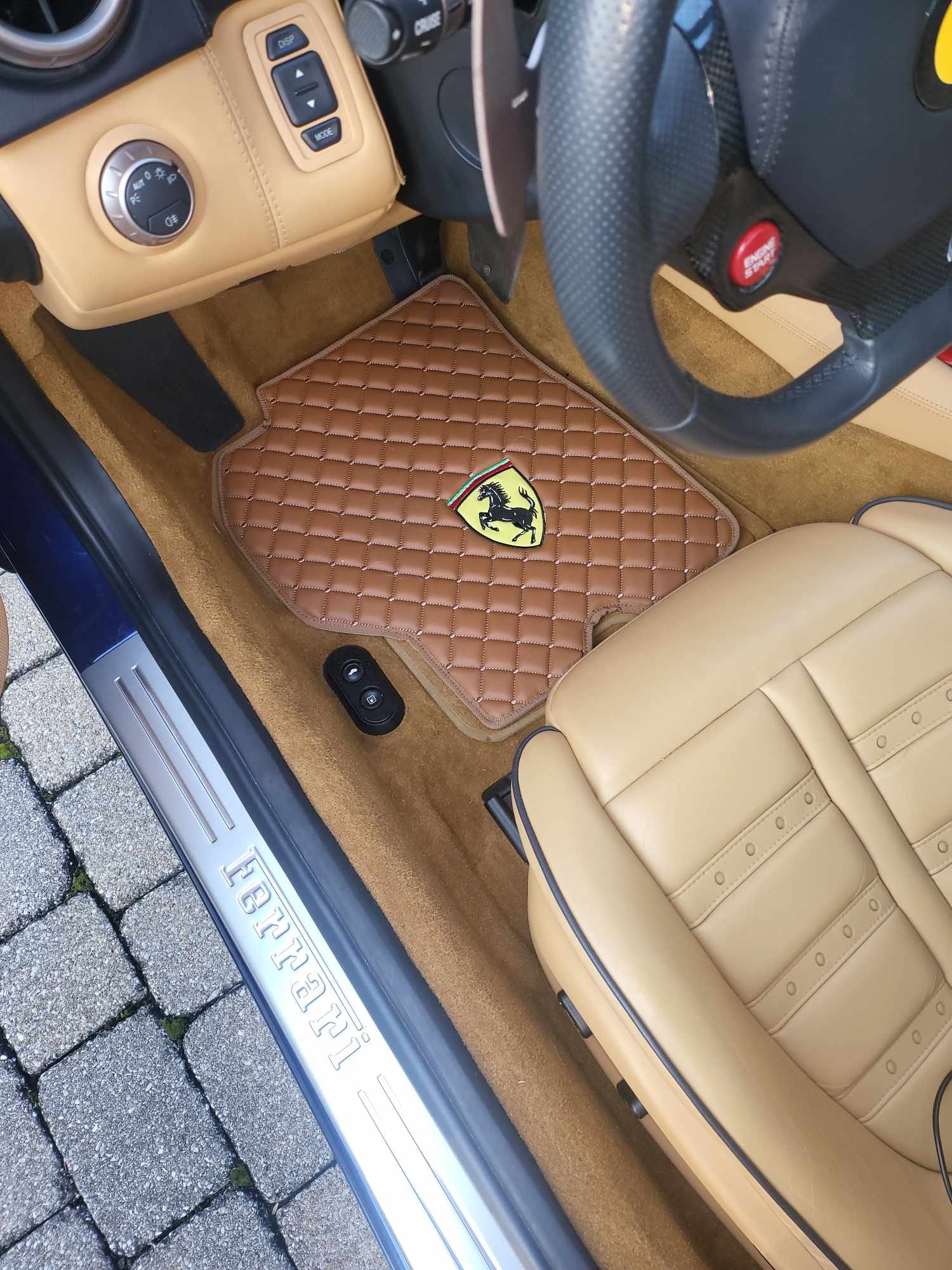 FRONT SET Ferrari Luxury Custom Car Mats – Tailored Fit, Quilted Faux Leather & Custom Logo Embroidery