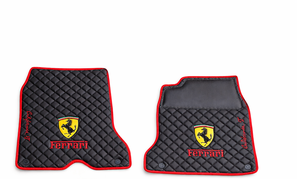 Ferrari Luxury Custom Car Mats – Tailored Fit, Quilted Faux Leather & Custom Logo Embroidery