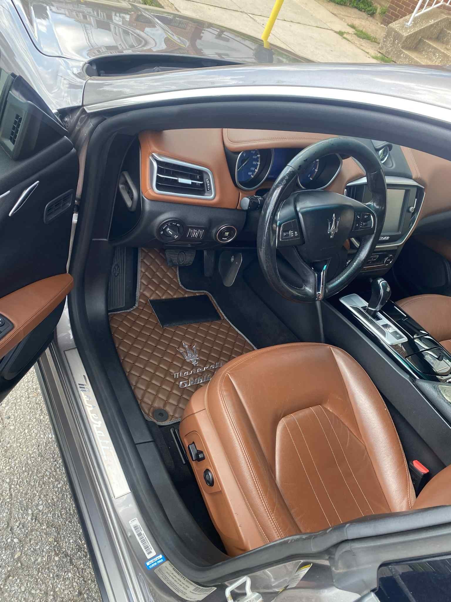 FRONT SET Maserati Luxury Custom Car Mats – Tailored Fit, Quilted Faux Leather & Custom Logo Embroidery