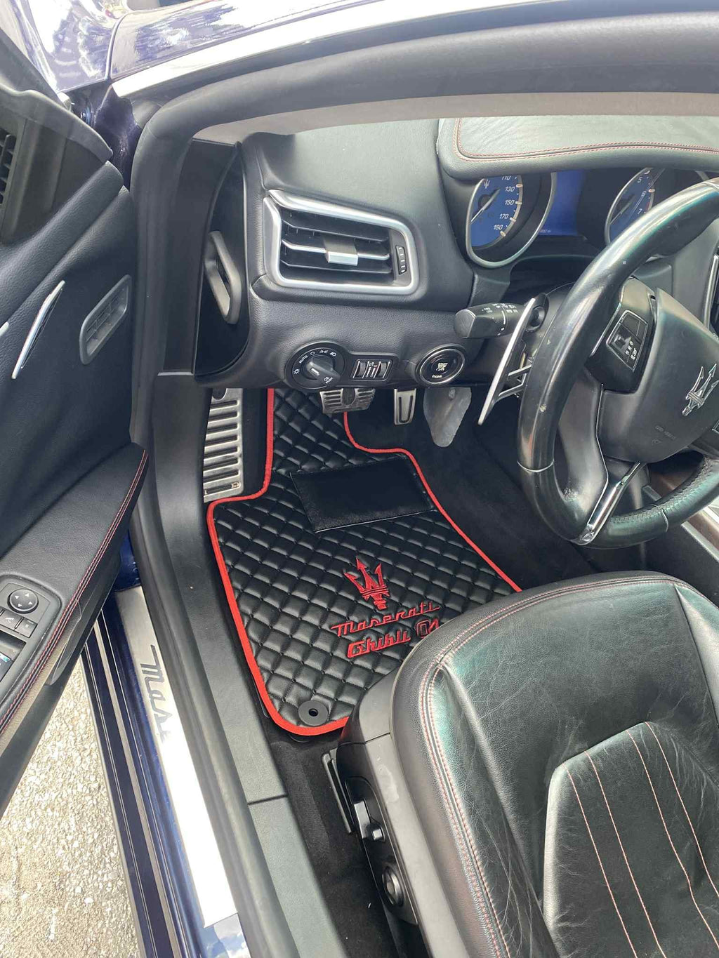 Maserati Luxury Custom Car Mats – Tailored Fit, Quilted Faux Leather & Custom Logo Embroidery