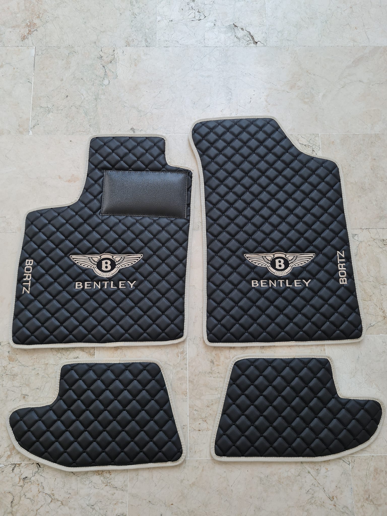 Bently Luxury Custom Car Mats – Tailored Fit, Quilted Faux Leather & Custom Logo Embroidery