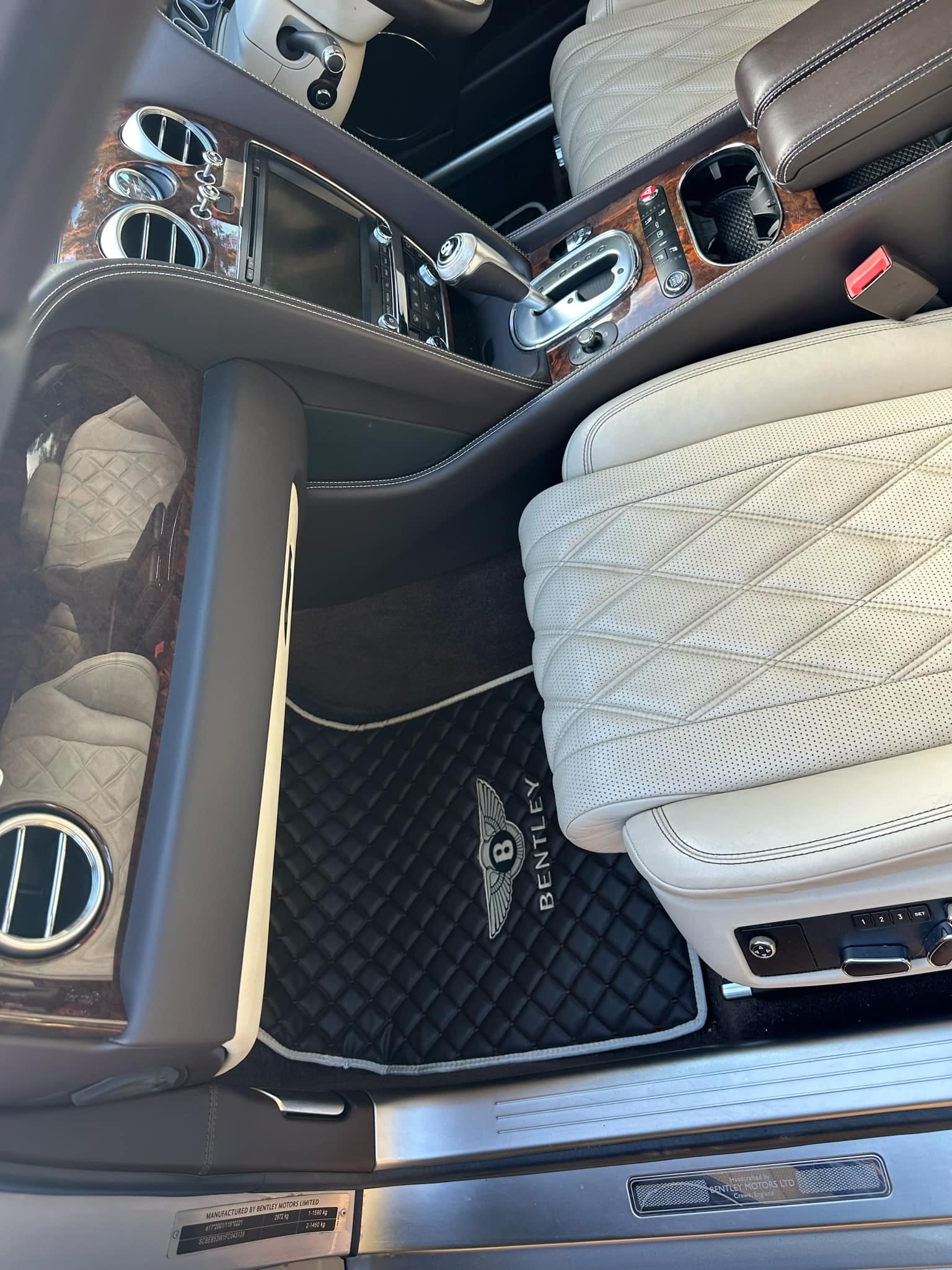 Bently Luxury Custom Car Mats – Tailored Fit, Quilted Faux Leather & Custom Logo Embroidery