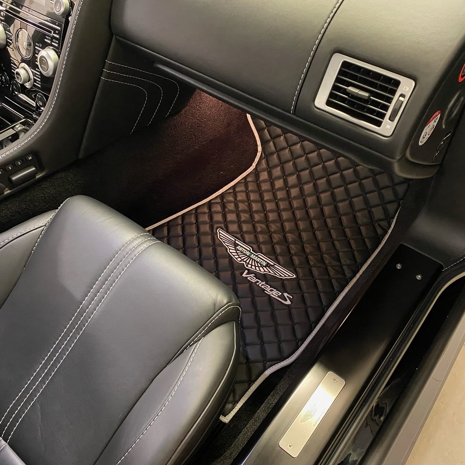 Aston Martin Luxury Custom Car Mats – Tailored Fit, Quilted Faux Leather & Custom Logo Embroidery