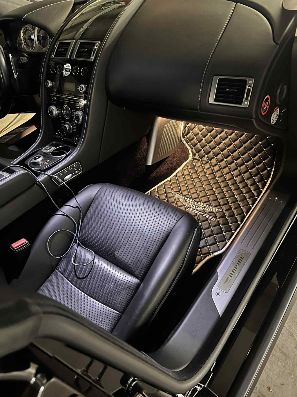 Aston Martin Luxury Custom Car Mats – Tailored Fit, Quilted Faux Leather & Custom Logo Embroidery