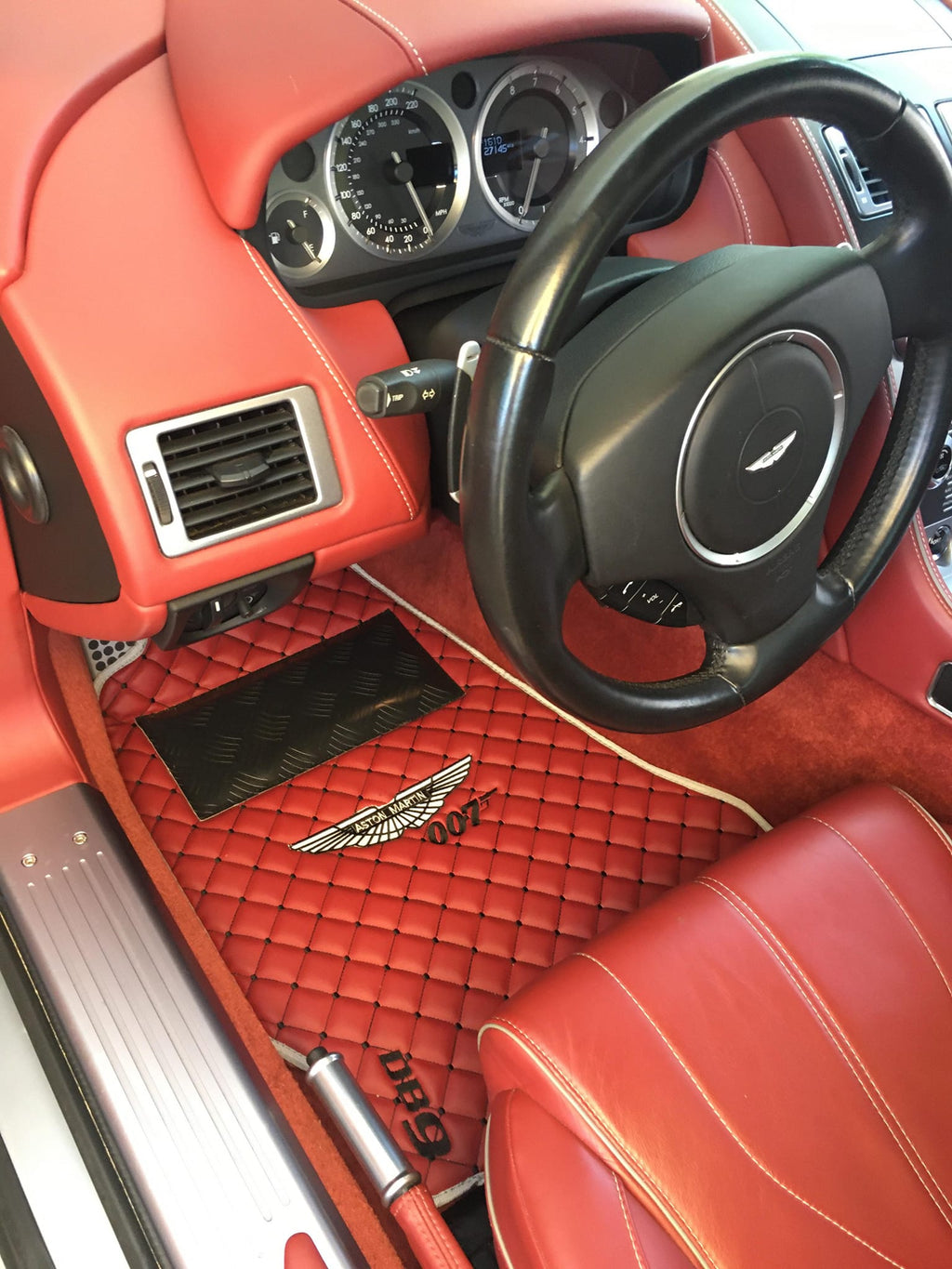 Aston Martin Luxury Custom Car Mats – Tailored Fit, Quilted Faux Leather & Custom Logo Embroidery