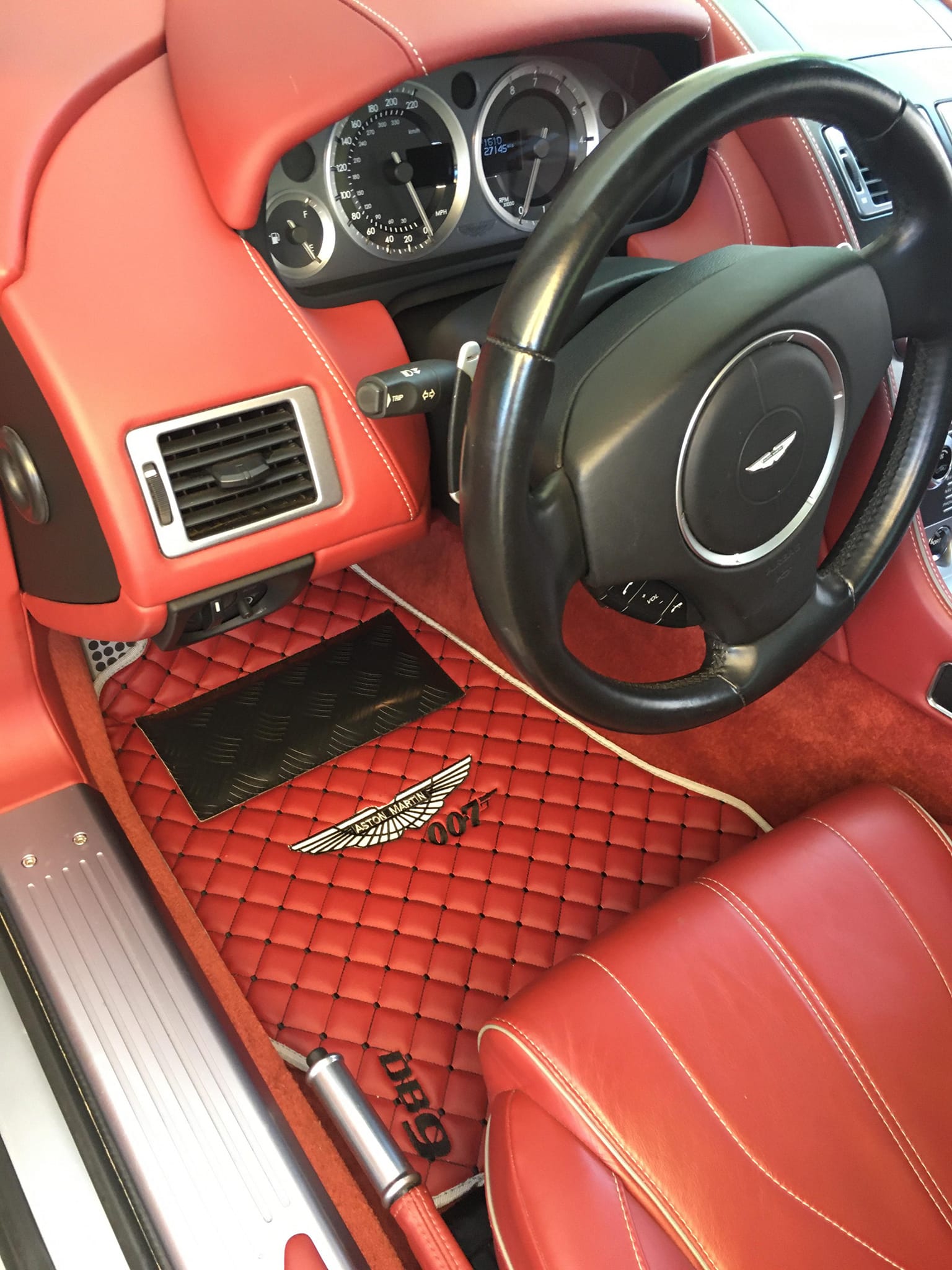 FRONT SET Aston Martin Luxury Custom Car Mats – Tailored Fit, Quilted Faux Leather & Custom Logo Embroidery