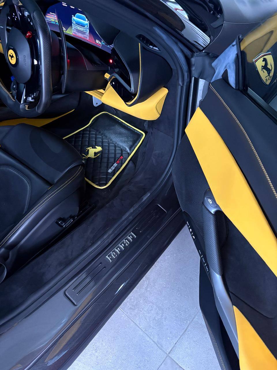 Ferrari Luxury Custom Car Mats – Tailored Fit, Quilted Faux Leather & Custom Logo Embroidery