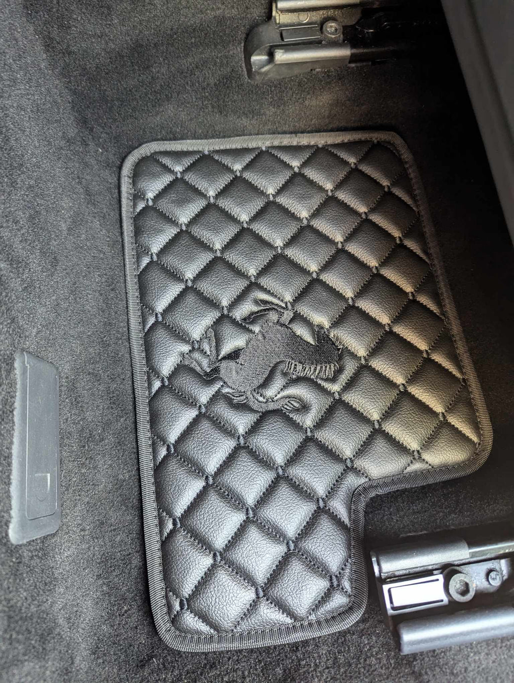 Ferrari Luxury Custom Car Mats – Tailored Fit, Quilted Faux Leather & Custom Logo Embroidery