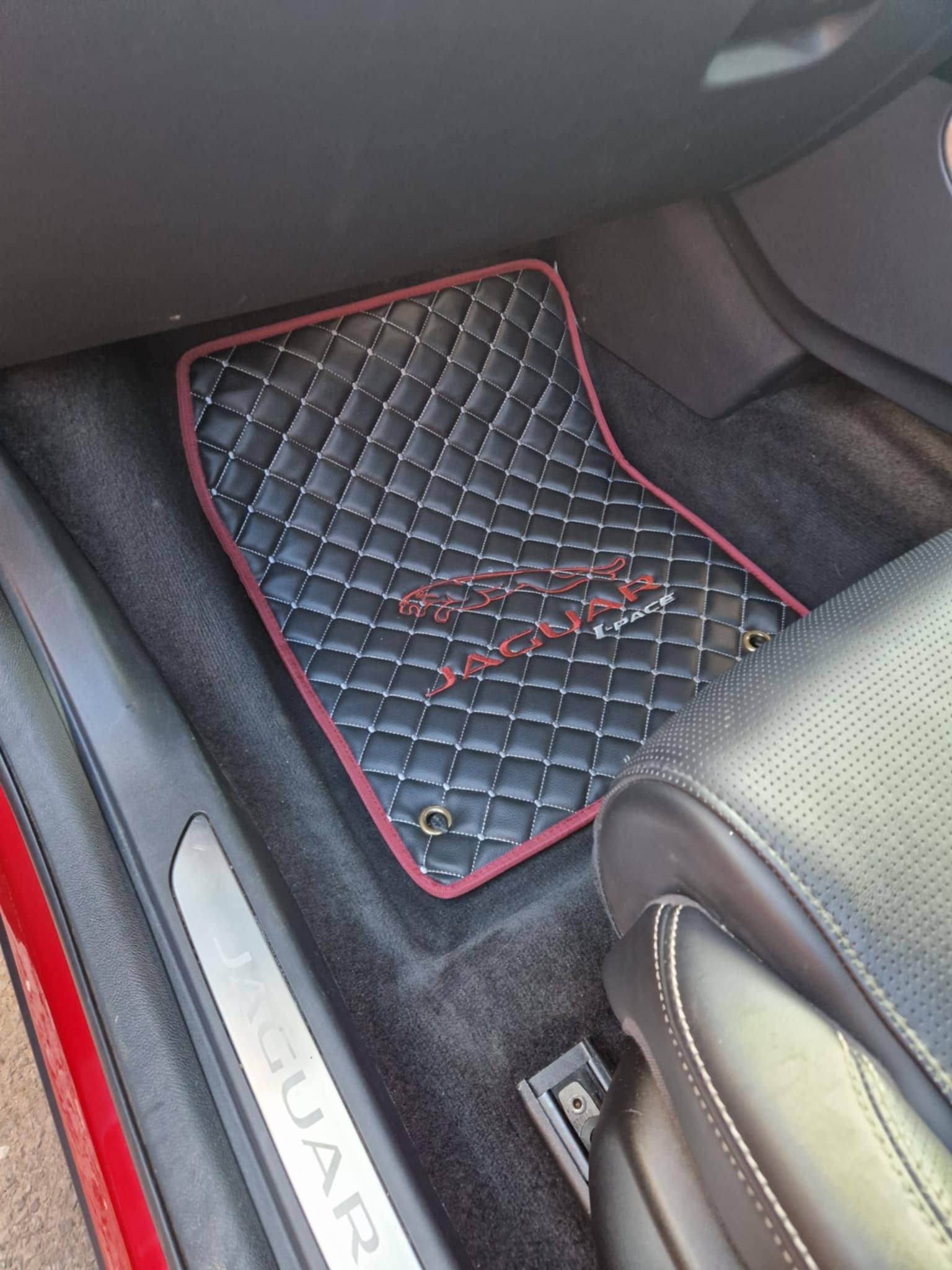 FRONT SET Jaguar Luxury Custom Car Mats – Tailored Fit, Quilted Faux Leather & Custom Logo Embroidery