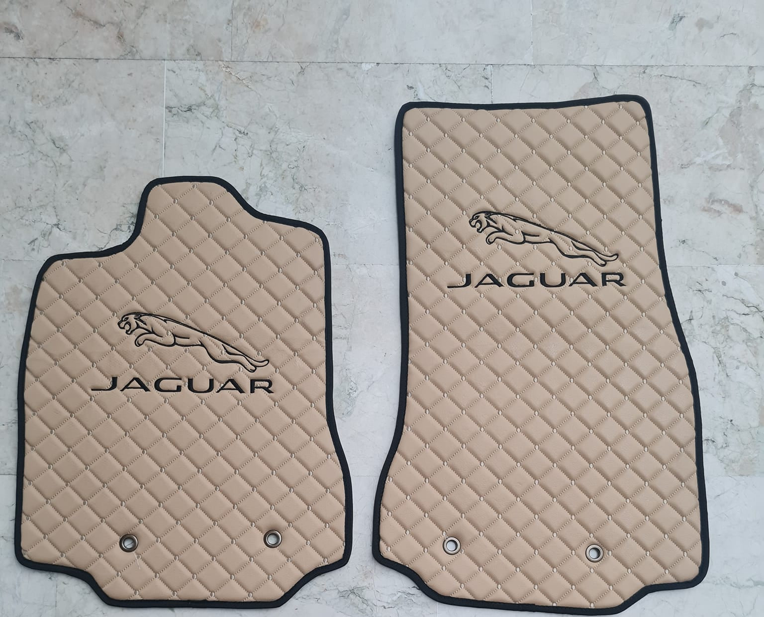 FRONT SET Jaguar Luxury Custom Car Mats – Tailored Fit, Quilted Faux Leather & Custom Logo Embroidery