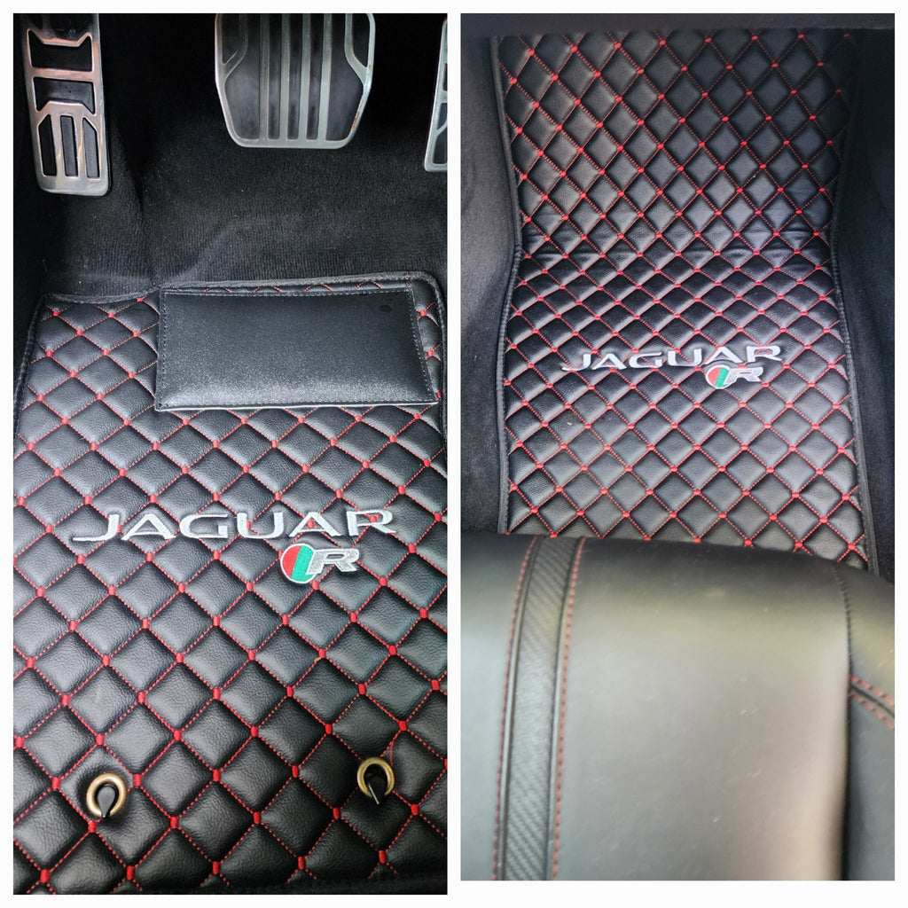 Jaguar Luxury Custom Car Mats – Tailored Fit, Quilted Faux Leather & Custom Logo Embroidery