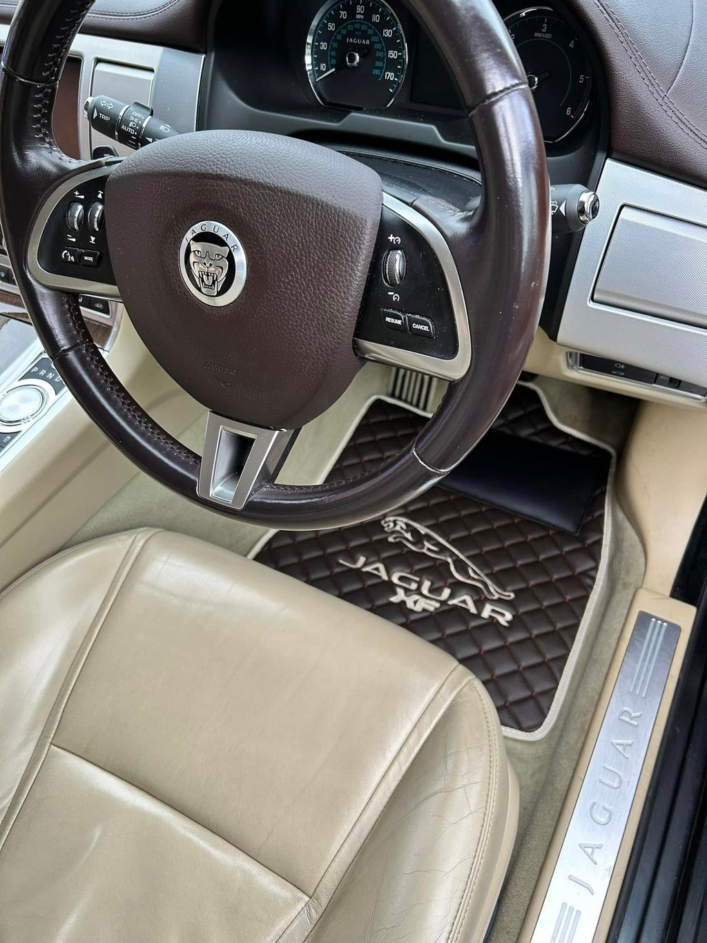 Jaguar Luxury Custom Car Mats – Tailored Fit, Quilted Faux Leather & Custom Logo Embroidery