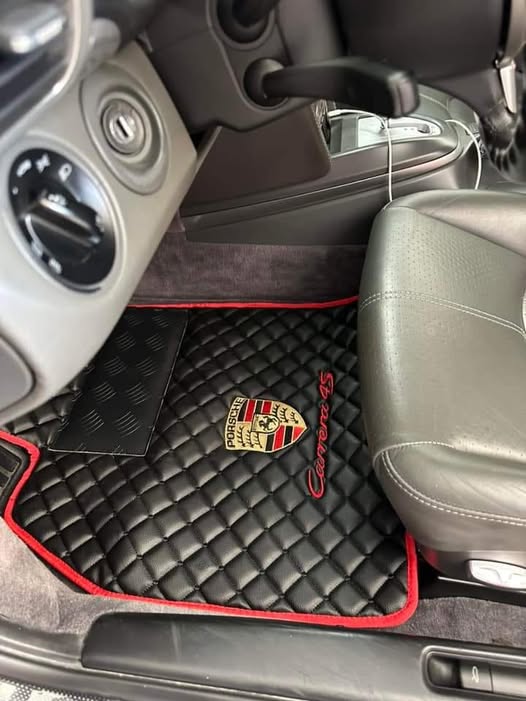 FRONT SET Porsche Luxury Custom Car Mats – Tailored Fit, Quilted Faux Leather & Custom Logo Embroidery