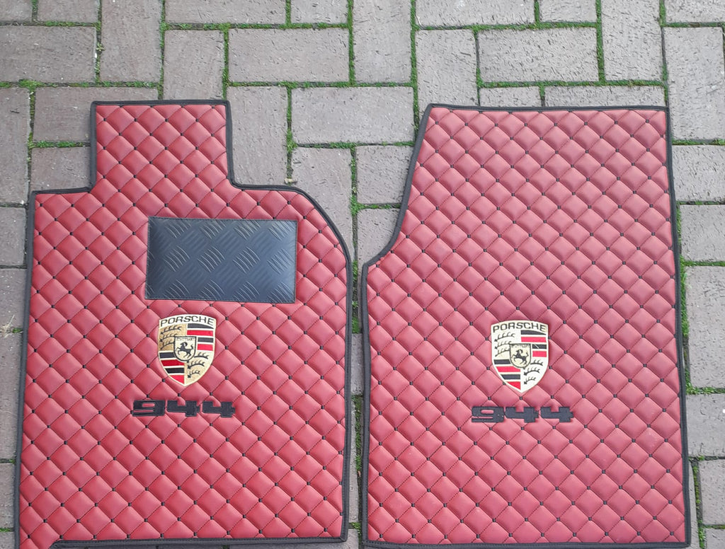 FRONT SET Porsche Luxury Custom Car Mats – Tailored Fit, Quilted Faux Leather & Custom Logo Embroidery